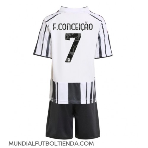 Camiseta Juventus Francisco Conceicao #7 Primera Equipación Replica 2025-26 para niños mangas cortas (+ Pantalones cortos)